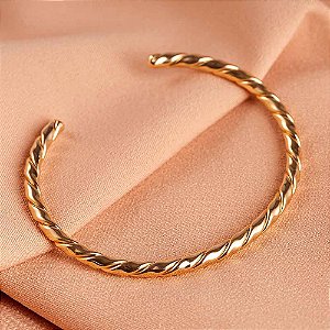 Bracelete Efeito Trançado Banho de Ouro 18k