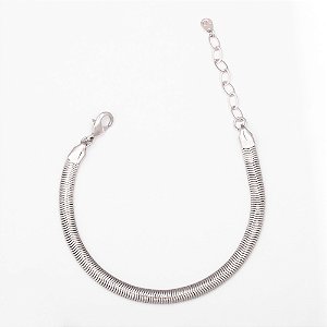 Pulseira Snake Média Banho de Ródio Branco
