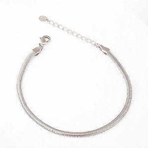 Pulseira Snake Fina Banho de Ródio Branco