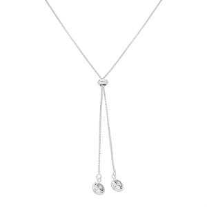 Colar Gravatinha Zircônias Incolor Banho de Ródio Branco