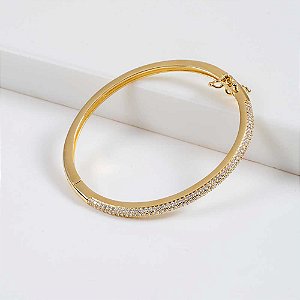 Bracelete Glam Zircônias Incolor Banho de Ouro 18k