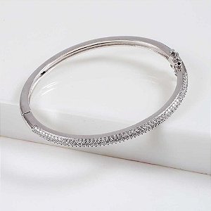 Bracelete Glam Zircônias Incolor Banho de Ródio Branco