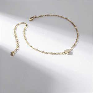 Tornozeleira Coração Liso Banho de Ouro 18k