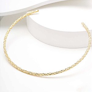 Choker Rígida Detalhes Trançados Banho de Ouro 18k