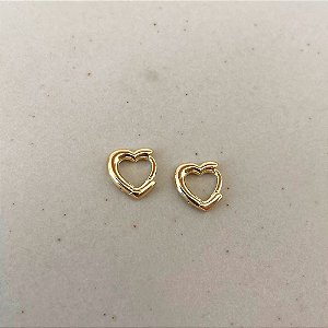Argolinha Pequena Fina Coração Lisa Banho de Ouro 18k