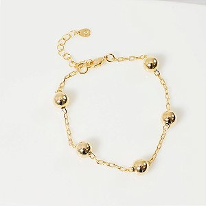 Pulseira Esferas Lisas Banho de Ouro 18k