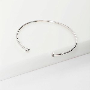 Bracelete Aberto Ponto de Luz Banho de Ródio Branco