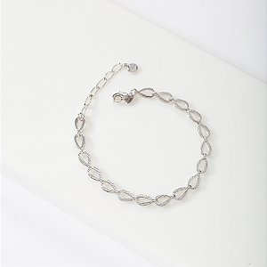 Pulseira Gotas Trabalhadas Banho de Ródio Branco