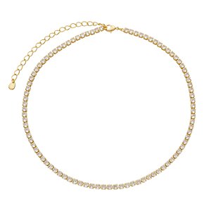 Colar Riviera Incolor Banho Ouro 18k