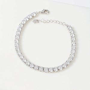 Pulseira Riviera Zircônias 0,3 cm Incolor Banho de Ródio Branco