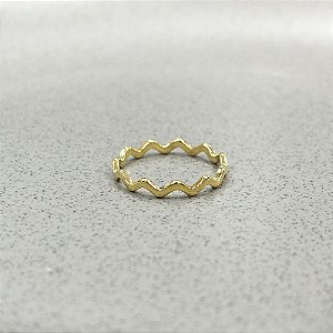 Anel Ondas Zig Zag Banho de Ouro 18k