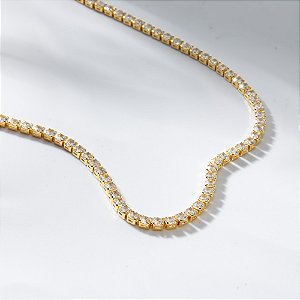 Colar Riviera Zircônias 0,2cm Incolor Banho de Ouro 18k