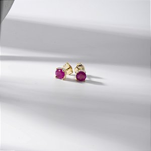 Brinco Redondo Pequeno Pink Fusion Banho de Ouro 18k
