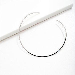 Choker Lisa Flat Banho de Ródio Branco