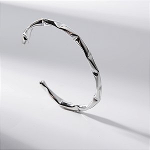Bracelete Efeito Orgânico Banho de Ródio Branco