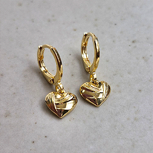 Brinco Argola Infantil Coração Banho de Ouro 18k