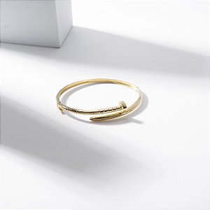 Bracelete Prego Detalhes Banho de Ouro 18k
