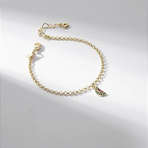 Pulseira Infantil VQzinha Melancia Banho de Ouro 18k