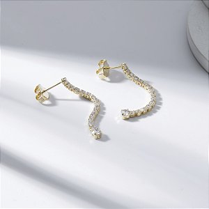 Brinco Riviera Zircônias Banho de Ouro 18k