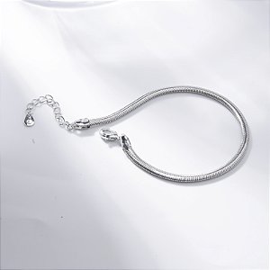 Pulseira Snake Grossa Banho de Ródio Branco