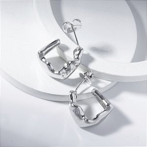 Argola Orgânica Banho de Ródio Branco