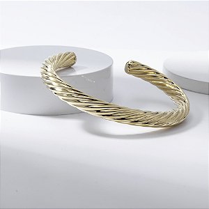 Bracelete Tubo Torcido Banho de Ouro 18k