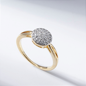Anel Círculo Cravejado Incolor Banho de Ouro 18k