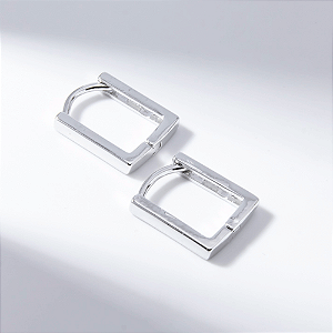Argola Grande Quadrada Lisa Banho de Ródio Branco