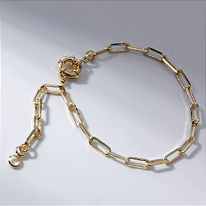 Pulseira Elos Fecho Boia Banho de Ouro 18k