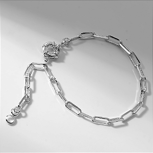Pulseira Elos Fecho Boia Banho de Ródio Branco