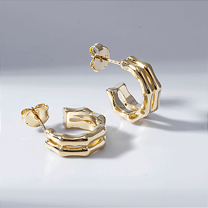 Argola Média Dupla Bones Banho de Ouro 18k