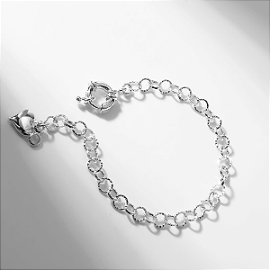 Pulseiras Elo Português Detalhes Banho de Ródio Branco