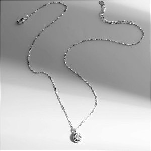 Colar Gota Zircônia Banho de Ródio Branco