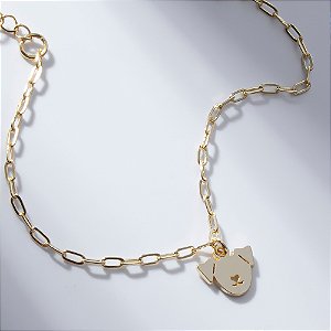 Pulseira Pet Pingente Cachorro Banho de Ouro 18k