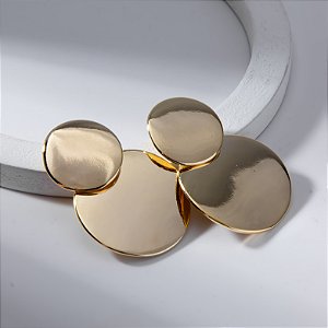 Brinco Círculos Articulados Banho de Ouro 18k