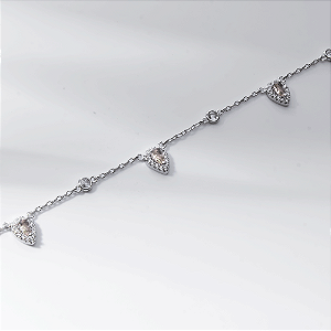 Colar Gotas Zircônias Morganite Banho de Ródio Branco