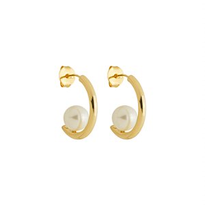 Argola Mira Lisa Pérola Banho de Ouro 18k