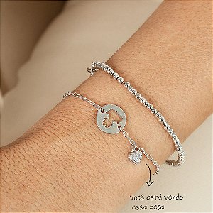 Pulseira Elos Menina Coração Zircônias Banho de Ródio Branco