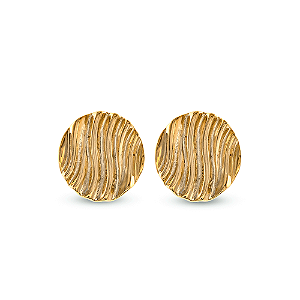 Brinco Círculo Frisado Banho de Ouro 18k