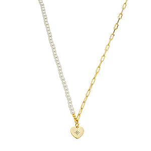Colar Mira Mini Pérolas Elos Banho de Ouro 18k