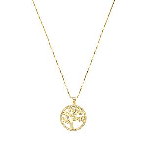 Colar Árvore da Vida Banho de Ouro 18k