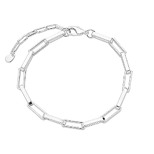 Pulseira Elos Retangulares Banho de Ródio Branco