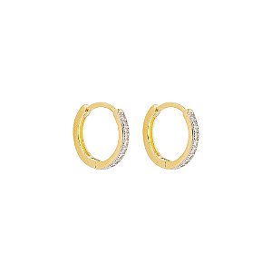 Argola Zircônias Incolor Banho de Ouro 18k