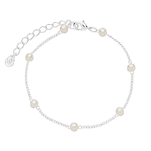 Pulseira Mira Pérolas Espaçadas Banho de Ródio Branco