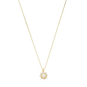 Colar Mira Pérola Entorno Zircônias Incolor Banho de Ouro 18k