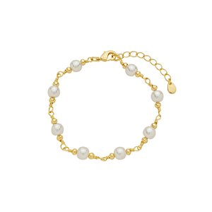 Pulseira Mira Pérolas Mini Esferas Banho de Ouro 18k