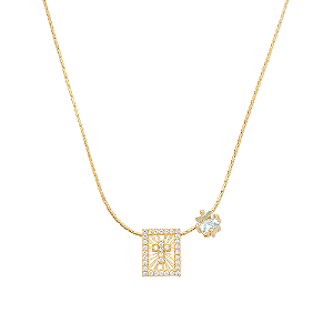 Colar Cruz Cravejado Zircônia Sky Blue Banho de Ouro 18k