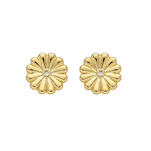 Brinco Margarida Zircônia Incolor Banho de Ouro 18k