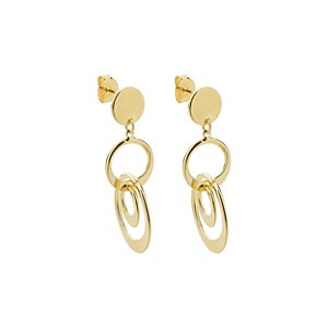 Brinco Círculos Vazados Banho de Ouro 18K