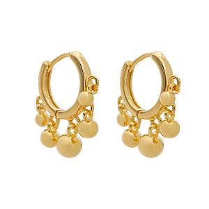 Argola Penduricalhos Esferas no Banho de Ouro 18k